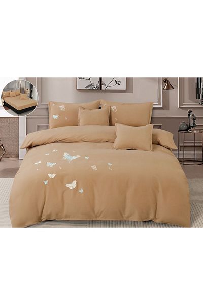 CHIRASO Set Lenjerie Eleganta CHIRASO, cu fluturasi brodati, pentru 2 persoane, 6 piese