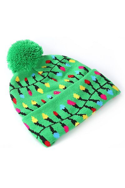Linomag Fes Hat with LED Lights on/off and Winter/Christmas Print, Lights, UNISEX, ONE SIZE, Multicolor
