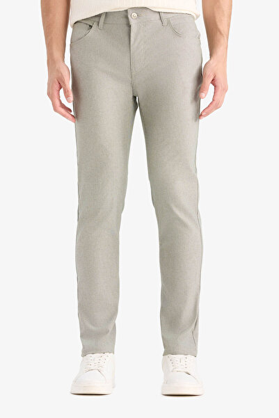 DeFacto Pantaloni pentru bărbați din pânză chino texturată de vară, kaki, T10...