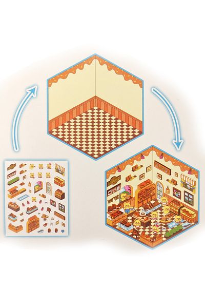 Limmy Pastry Shop Oven Isometric Sticker Making Set 3D Sticker Adhesive Decal - Bear (No:04)
