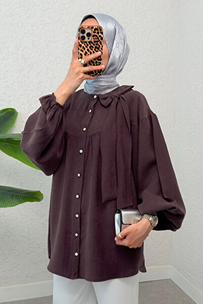 Salih Çelebi Omuz Fiyonklu Tunik 2327 - VİŞNE ÇÜRÜĞÜ