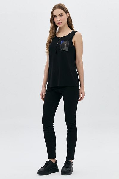 DAIDO Zipper Detailed Pocket Sequined Stone Athlete