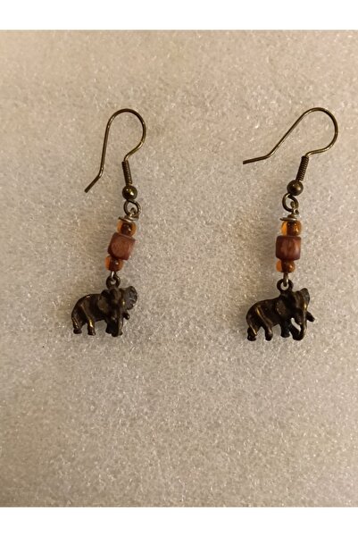 Butik Tülin أقراط متدلية من الخرز البرونزي الصغير المصنوعة يدويًا مقاس 5 × 1....