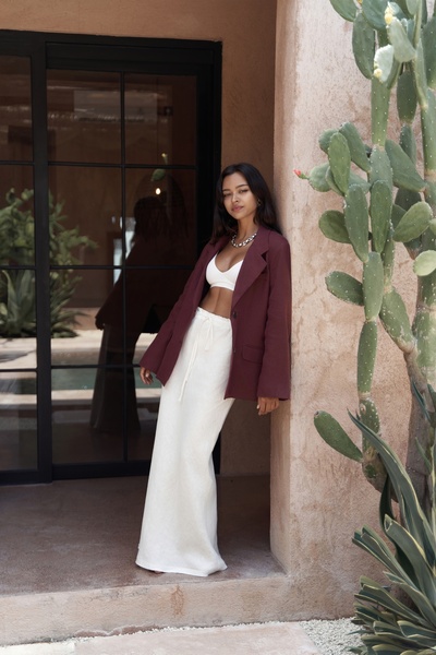 BOHEMAİ Brenna Μπορντό λινό μπλέιζερ