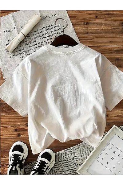 AEMİ Tricou oversize unisex cu decolteu rotund imprimat In My Mom Era