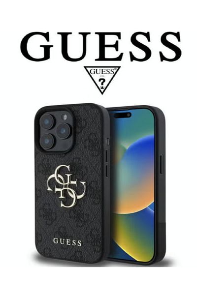 Guess GUESS iPhone 15 Pro Max Case - Genuine Premium Leather French Design Shockproof Black