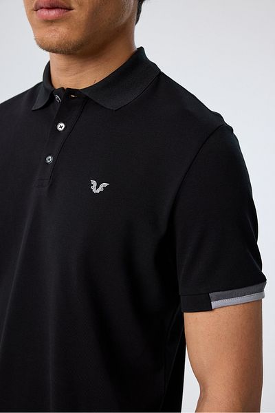 bilcee Men's Black Cotton Polo Collar Short Sleeve T-Shirt 9710