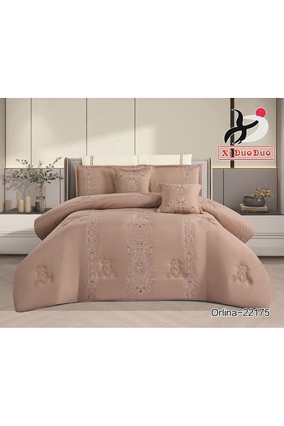 XI DUO Luxury embroidered microfiber comforter set, high quality, suitable for all seasons, 8 pieces