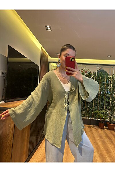 QBZ Muslin Fabric Front Tie Kimono