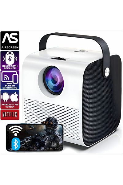 Linomag Mini WiFi Bluetooth Projector, 720p HD, 4000 Lumens, HDMI, Screen Mirroring for Android/iOS