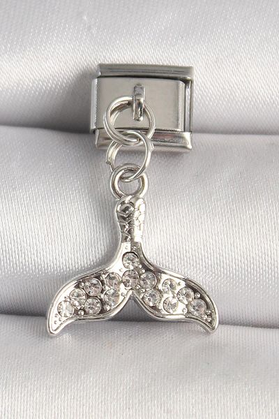 Celira Steel Silver Color Zircon Stone Fish Tail Model Nomination Charm