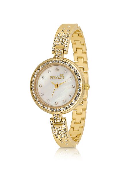 Polo Air Retro Luxury Stone Women's Wristwatch Gold Color Pl-1536B1X