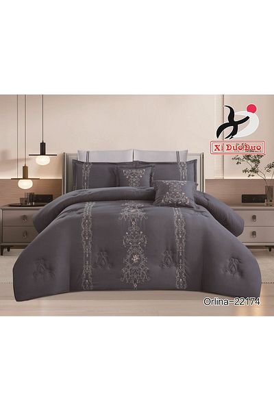 XI DUO Luxury embroidered microfiber comforter set, high quality, suitable for all seasons, 8 pieces
