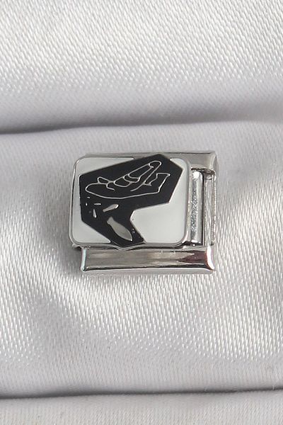 Celira Steel Silver Color White Black Airplane Embroidered Portrait Model Nomination Charm