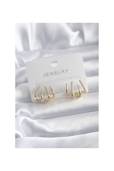 Ervalina Gold Colored Zircon Stone Women's Steel Ghost Earrings – Guaranteed Not to Tarnish