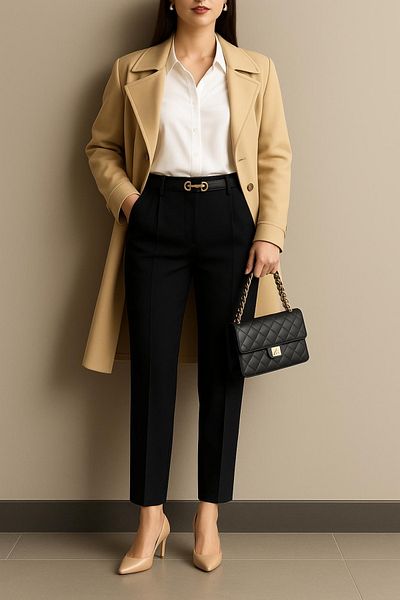 Heyya Women's Narrow Leg Pleated Belted Seasonal Trousers Black