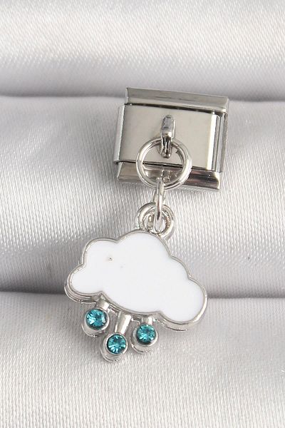 Celira Steel Silver Color White Cloud Model Zircon Stone Drop Detail Nomination Charm