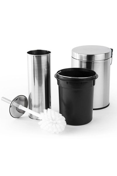 Excellent Toilet waste bin + toilet brush with stainless steel holder