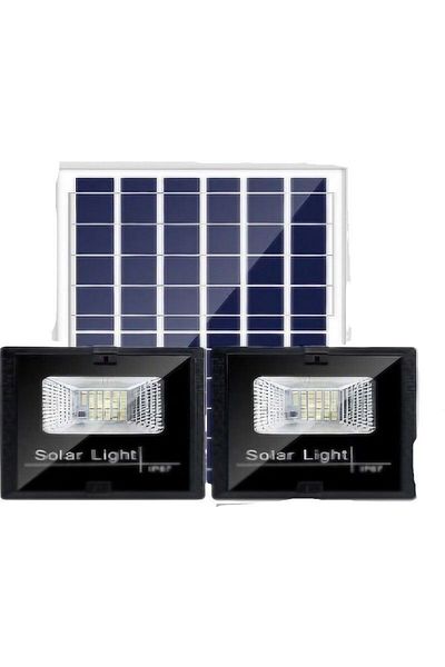 eMazing Set of 2 Solar Projectors, eMazing, 200 LEDs, 30W, Remote, Solar Panel, 13x13.5 cm, Black, ABS