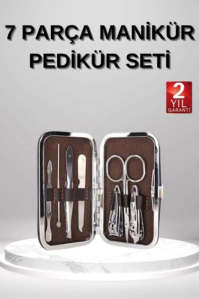 storeks 7 Pieces Manicure Pedicure Set Hand Foot Care with Bag Stainless Steel