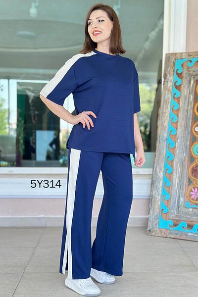 İnce Topuk Striped Slit Detail Modal Suit 5Y314