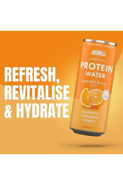 applied nutrition Sparkling Protein Water With Vitamin-C, Orange Burst, 330 ML, (Pack of 12)