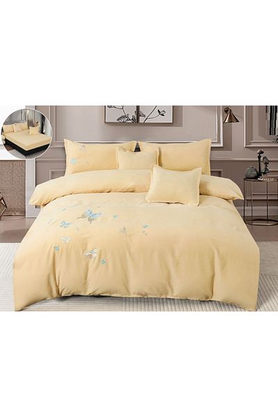 CHIRASO Elegant Bedding Set CHIRASO with Embroidered Butterflies, for 2 People, 6 Pieces