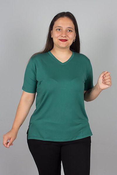 Truva XXL Green V-Neck Lycra Viscose T-Shirt – Comfortable, Stylish and Breathable Fabric
