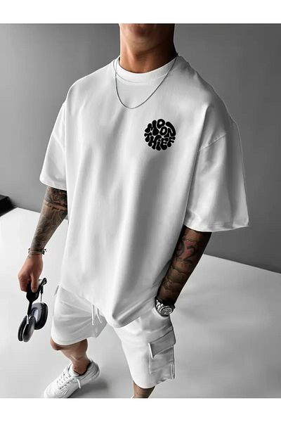 AEMİ Tricou oversize unisex cu decolteu cu imprimeu Galaxy Moon Thief