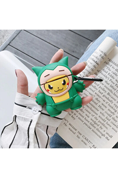 1. Ve 2. Nesil Uyumlu Sevimli Silikon Hoodie Pikaçu Figürlü Kulaklık Koruma Kılıfı
