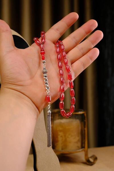 dergah tesbih سبحة مصنوعة يدويًا من الفضة الإسترليني الفاخرة على شكل البطيخ موديل Fire Amber