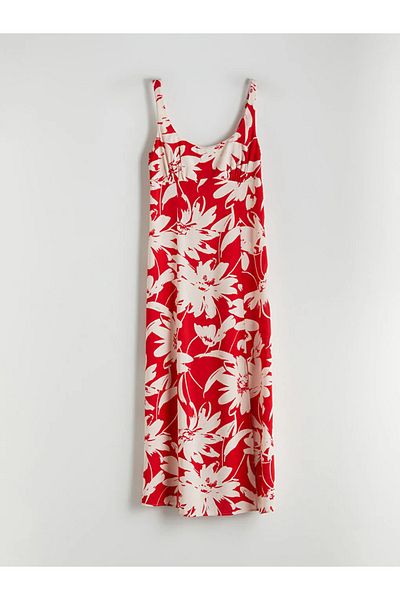 LC Waikiki Lcw vision red u-neck floral strap dress