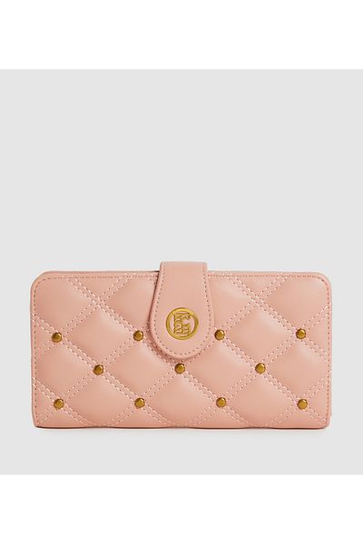 BCBG Light Pink Quilted Long Wallet