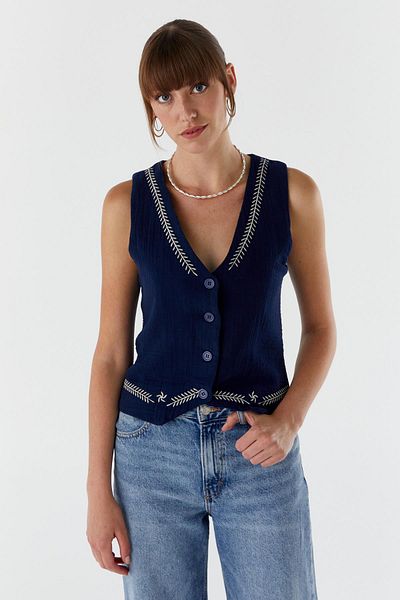 Shopping Shop Vestă de muselină cu model LACI
