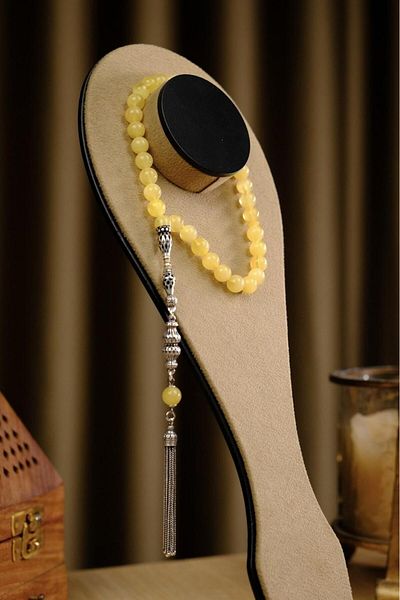 dergah tesbih Wrist Length Silver Master Handcrafted Nakkaş Imame Design Original Drop Amber Prayer Beads (Amber), (