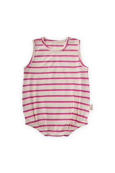 Cigit Striped Bodysuit 0-3 Years Fuchsia Striped