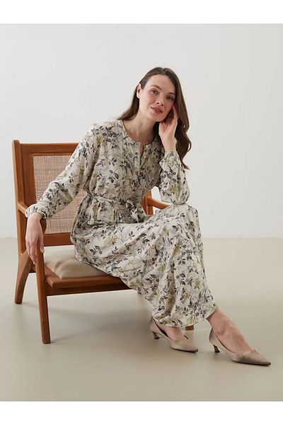 LC Waikiki Lcw grace khaki bicycle collar floral dress