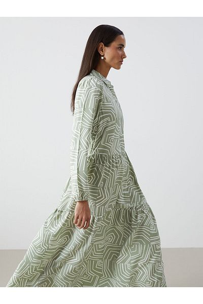 LC Waikiki Shirt Collar Patterned Women's Dress