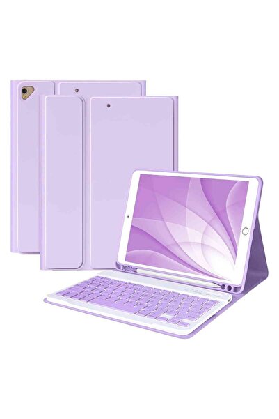 Fuchsia iPad 10.2 7/8/9 Nesil Uyumlu A2197, A2270, A2602 Klavyeli Tablet Kılıfı