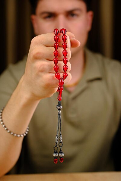 dergah tesbih موديل قطرة الماء، مسبحة من الخرز العنبر الأحمر المضغوط