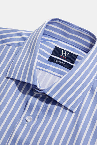 W Collection MAVİ UZUN KOLLU ÇİZGİLİ GÖMLEK