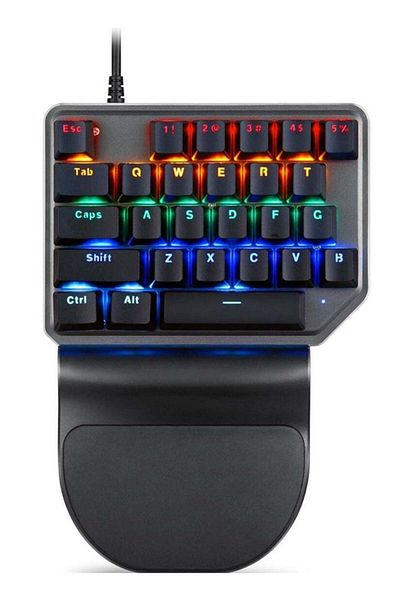 Generic One Handed Mini Mechanical Gaming Keypad 27 Keys, Blue 9 LED USB Wired Mechanical Gaming Key