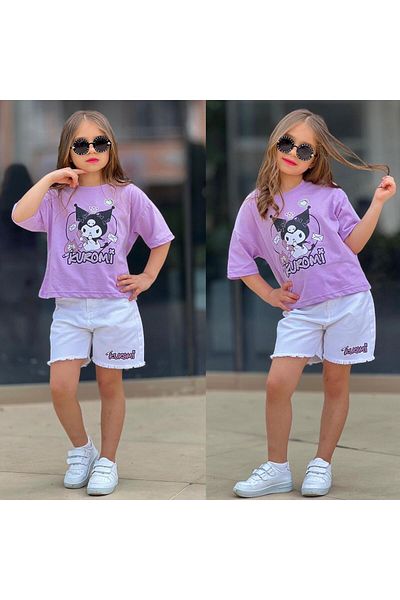 RAPAPA Girls' Style Shorts Set Blouse+Shorts Set 2603L