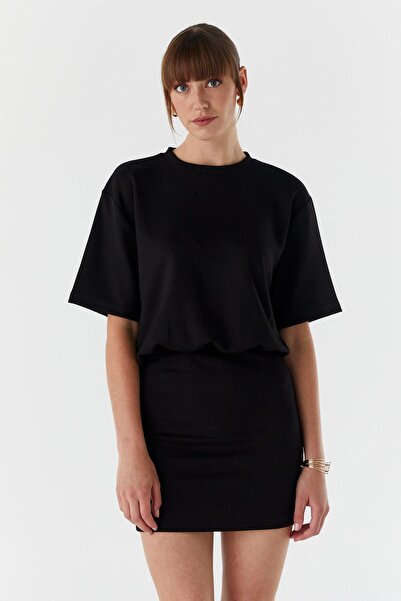 Shopping Shop Φόρεμα με ελαστική μέση ΜΑΥΡΟ