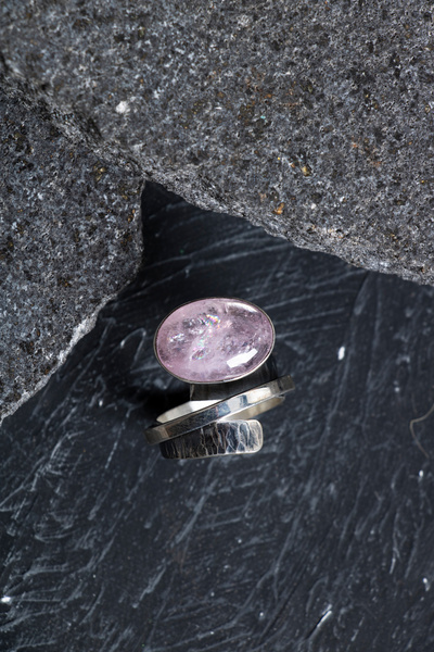 OSMANLI DOĞAL TAŞ Sertifikalı 9,8 gr Pembe Kuvars Gümüş Yüzük