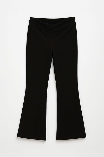 Bluewhite Women's Elastic Waist Spanish Leg Black Stretchy Jean Trousers