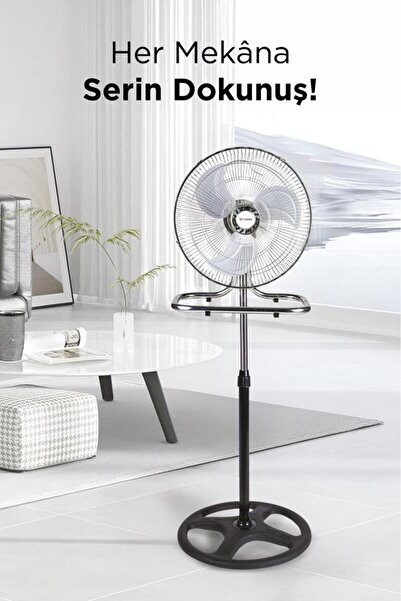 Torima SF-03 Gümüş Ayarlanabilir 18'' İnc Ayaklı 55W 3 Kademe 3 Pervaneli Vantilatör Fan