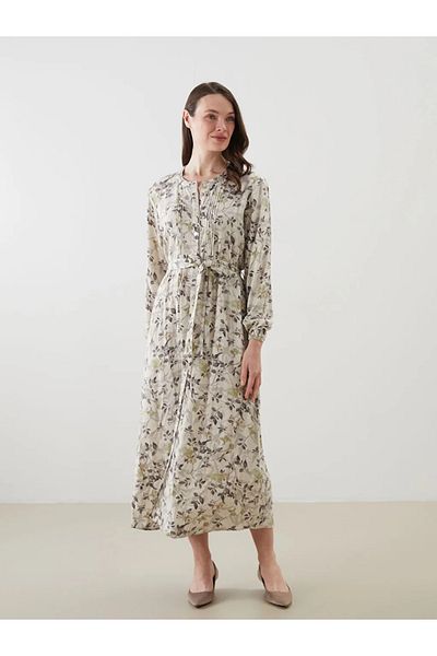 LC Waikiki Lcw grace khaki bicycle collar floral dress
