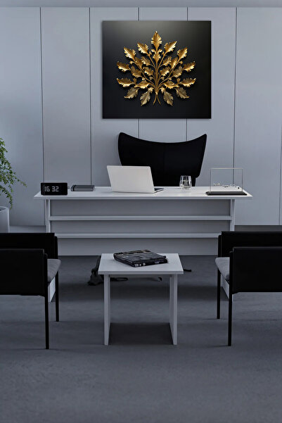 Home Altın Yaprak Işıltısı – Modern Salon Tablosu