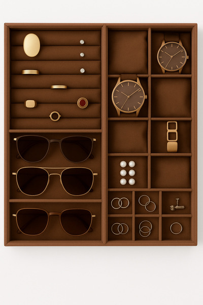 Genel Markalar Orta Kahve Çekmece Içi Yastıklı Saat,yüzük Ve Bileklik Düzenleyici